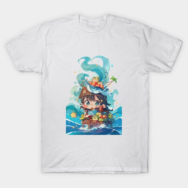 Kawaii Wave Girl T-Shirt by deanisadea21